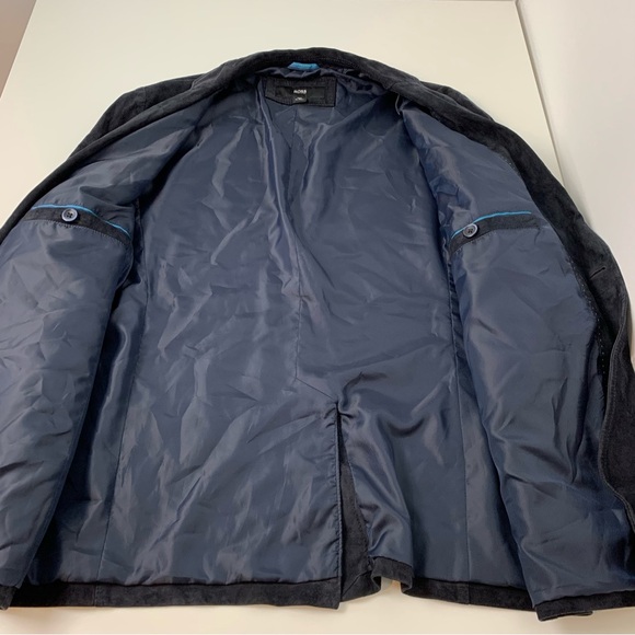 Hugo Boss Goat Leather Blazer Jacket Black Sz 44R 2 Buttons Pockets Quiet Luxury - Picture 9 of 15
